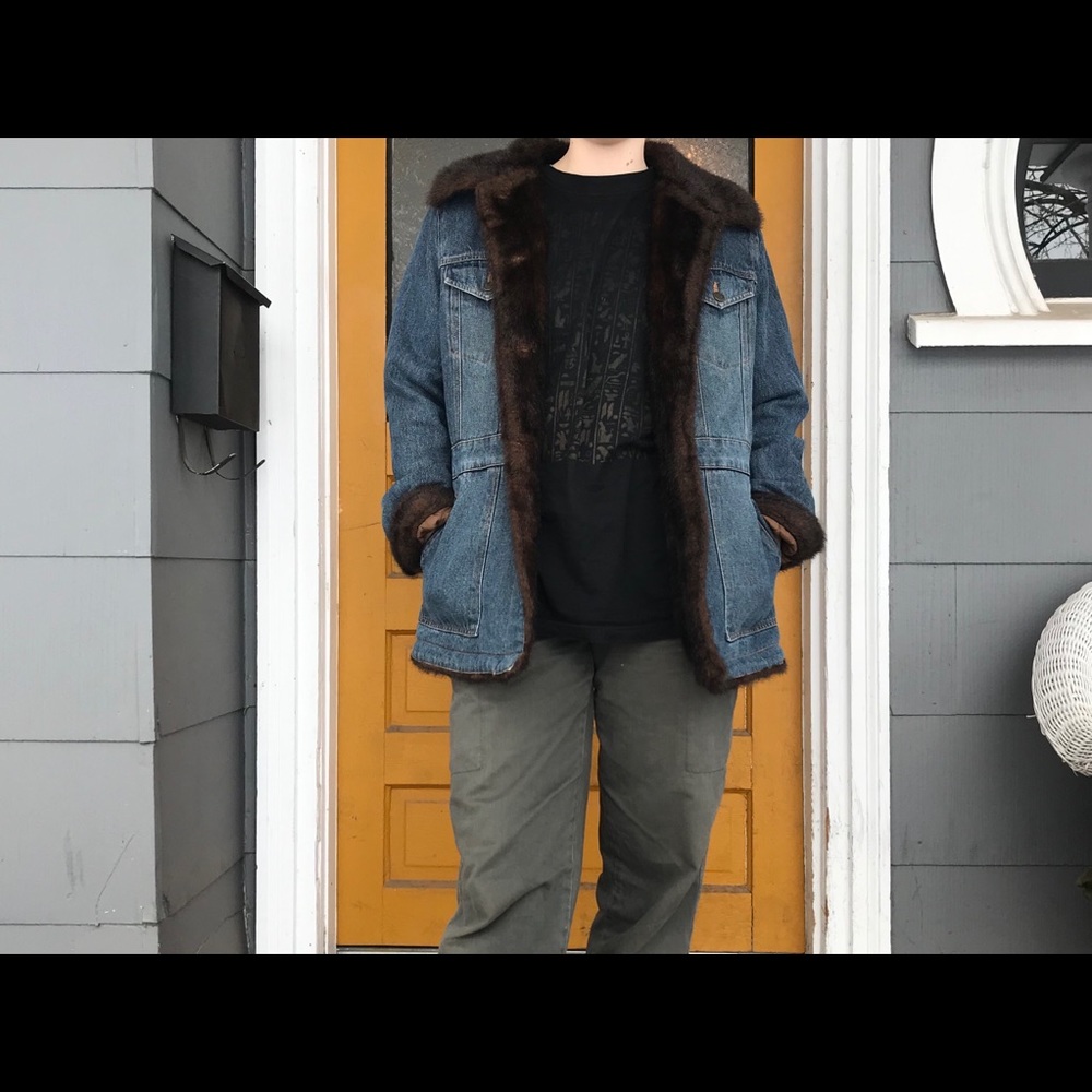 Vintage Denim faux fur jacket